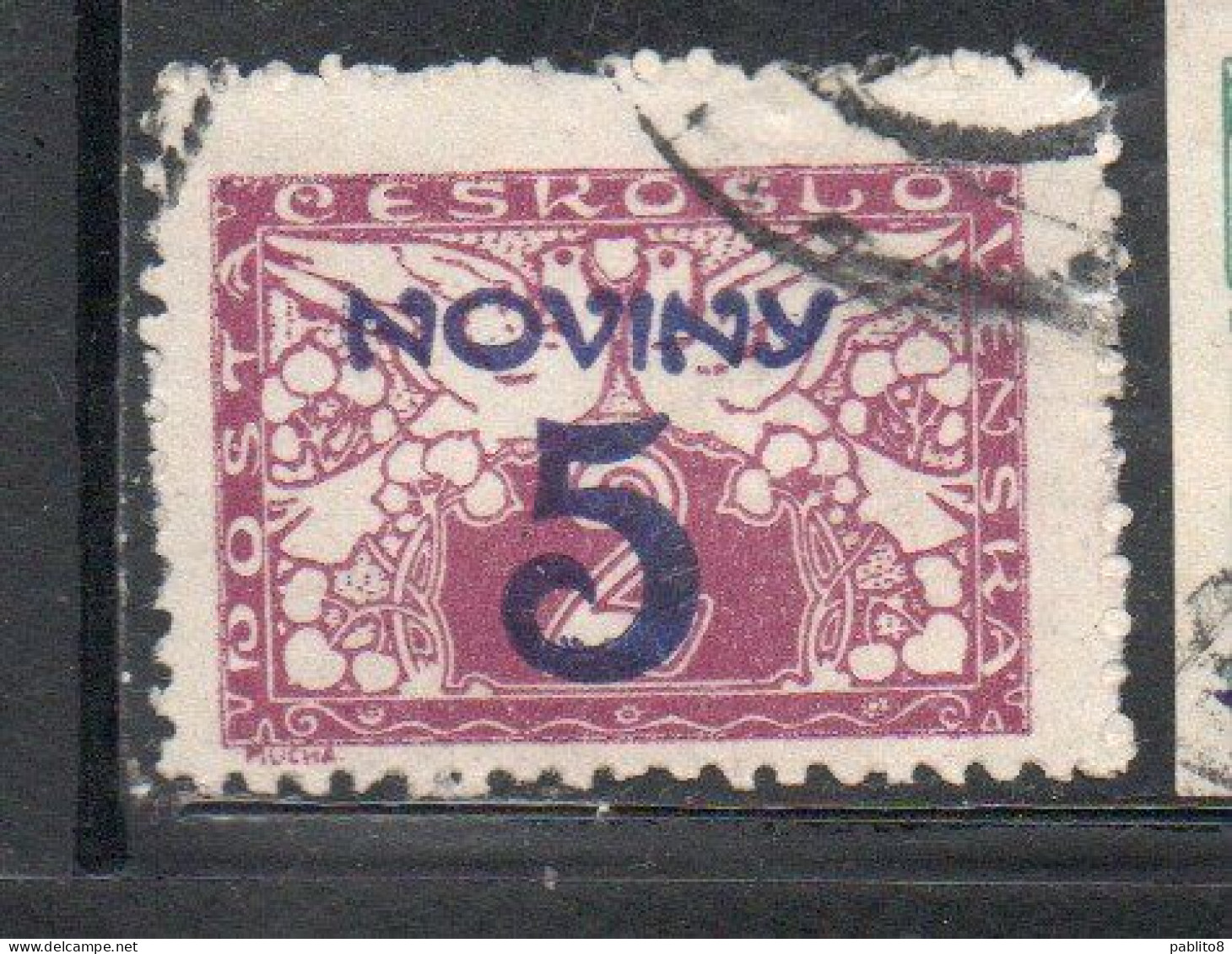 CZECH REPUBLIC REPUBBLICA CECA CZECHOSLOVAKIA CESKA CECOSLOVACCHIA 1926 NEWSPAPER STAMPS NOVINY SURCHARGED 5h On 2h USED - Dagbladzegels