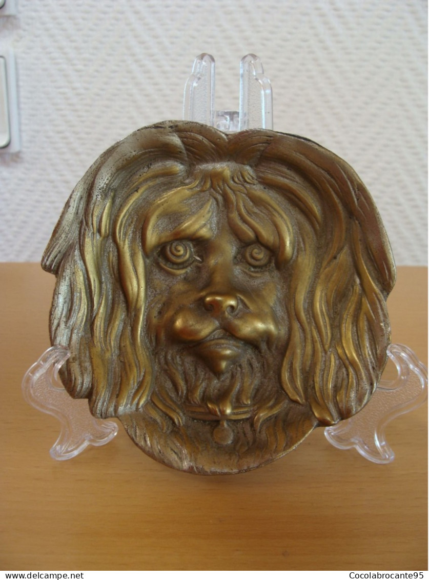 Cendrier / Vide Poche Vintage Tête De Chien En Bronze - Metaal