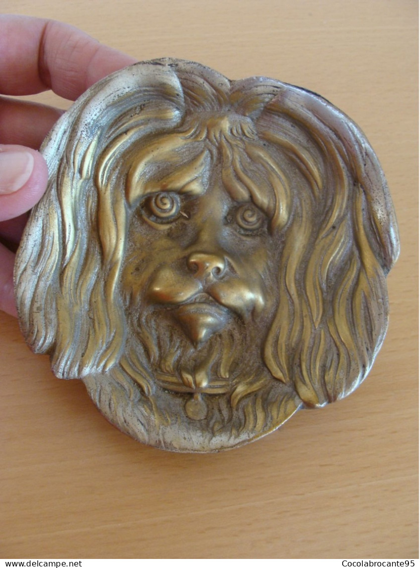 Cendrier / Vide Poche Vintage Tête De Chien En Bronze - Metaal