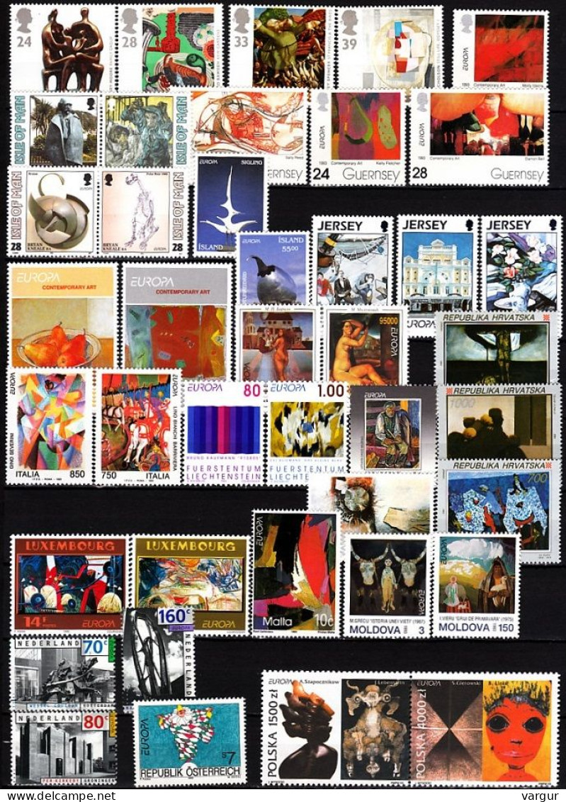 EUROPA CEPT 1993 Contemporary Art. Complete Collection, Less BY S/sheet. 48 Countries, MNH - Full Years