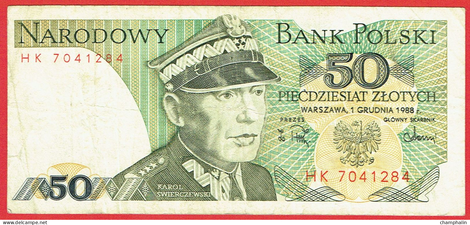 Pologne - Billet De 50 Zlotych - 1er Décembre 1988 - Karol Swierczewski - P142c - Pologne