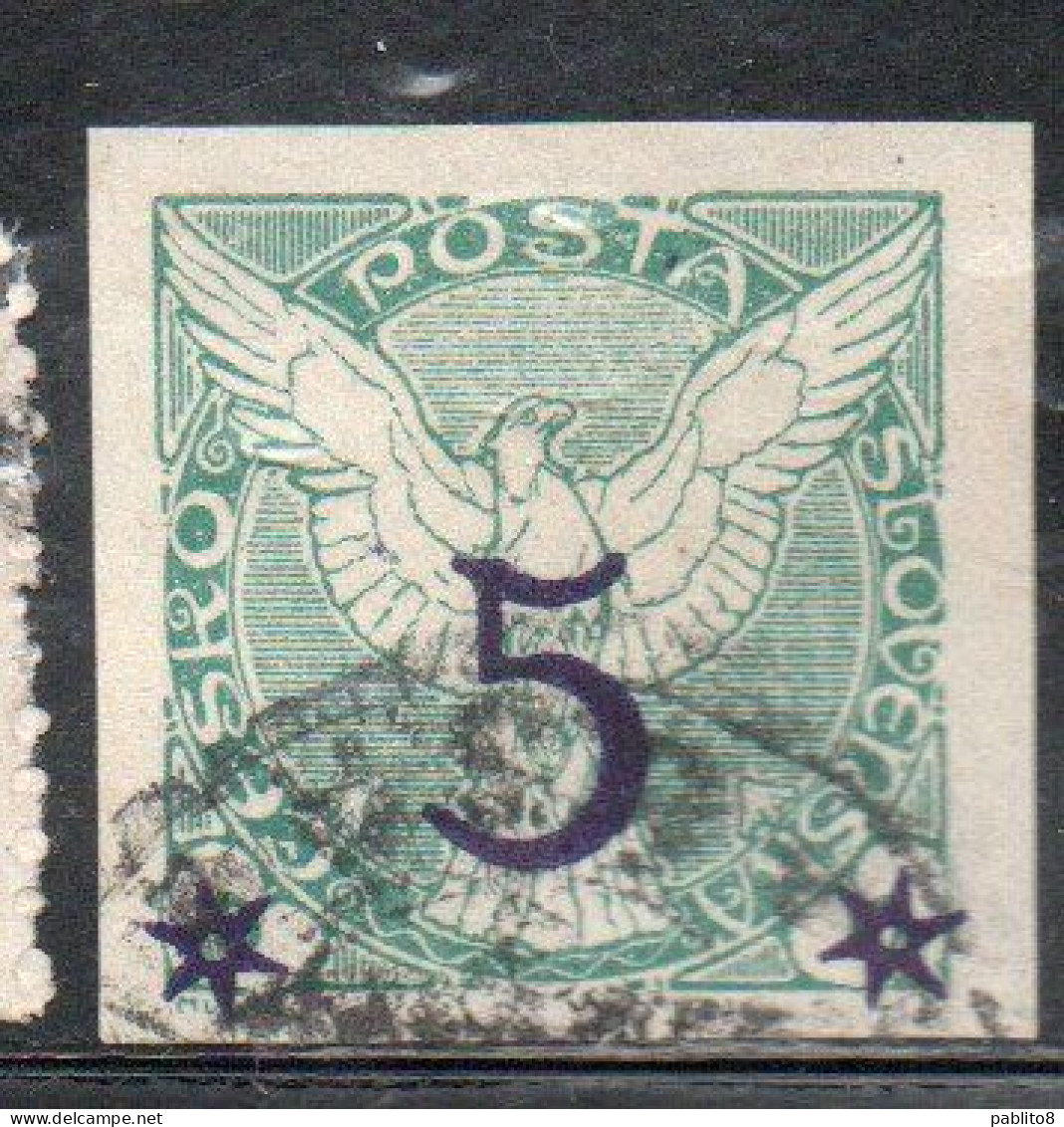 CZECH REPUBLIC CECA CZECHOSLOVAKIA CESKA CECOSLOVACCHIA 1925 NEWSPAPER STAMPS WINDHOVER SURCHARGED 5h On 2h USED - Timbres Pour Journaux