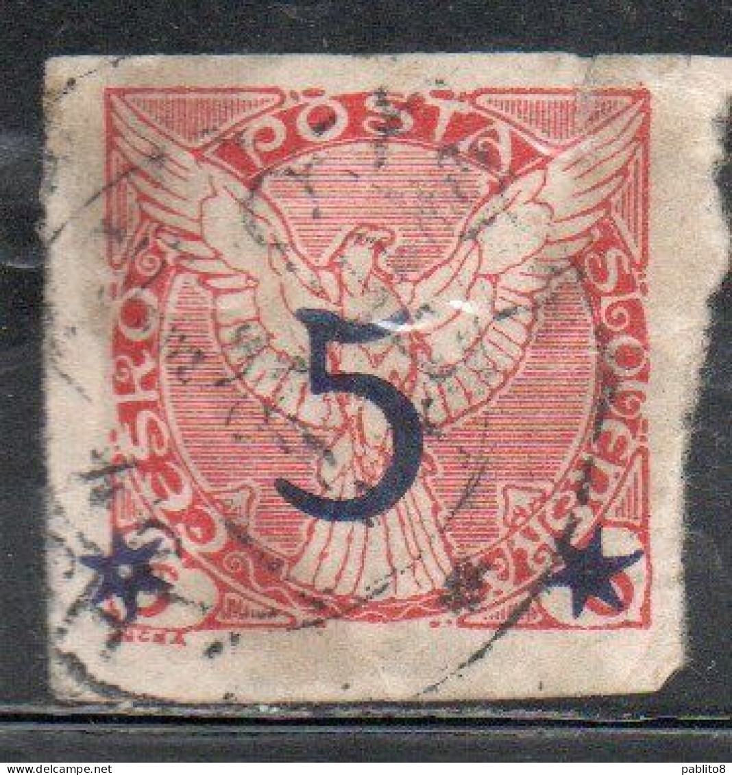 CZECH REPUBLIC CECA CZECHOSLOVAKIA CESKA CECOSLOVACCHIA 1925 NEWSPAPER STAMPS WINDHOVER SURCHARGED 5h On 6h USED - Newspaper Stamps