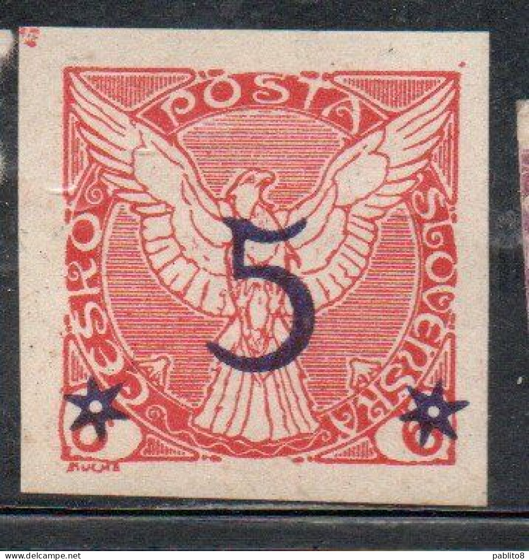 CZECH REPUBLIC CECA CZECHOSLOVAKIA CESKA CECOSLOVACCHIA 1925 NEWSPAPER STAMPS WINDHOVER SURCHARGED 5h On 6h MH - Newspaper Stamps