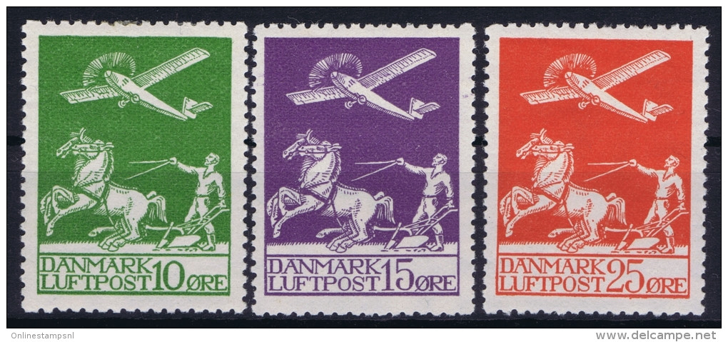 DENMARK: Airmail Mi Nr 143 - 145 , Fa 213 - 215 MH/* Falz. - Airmail