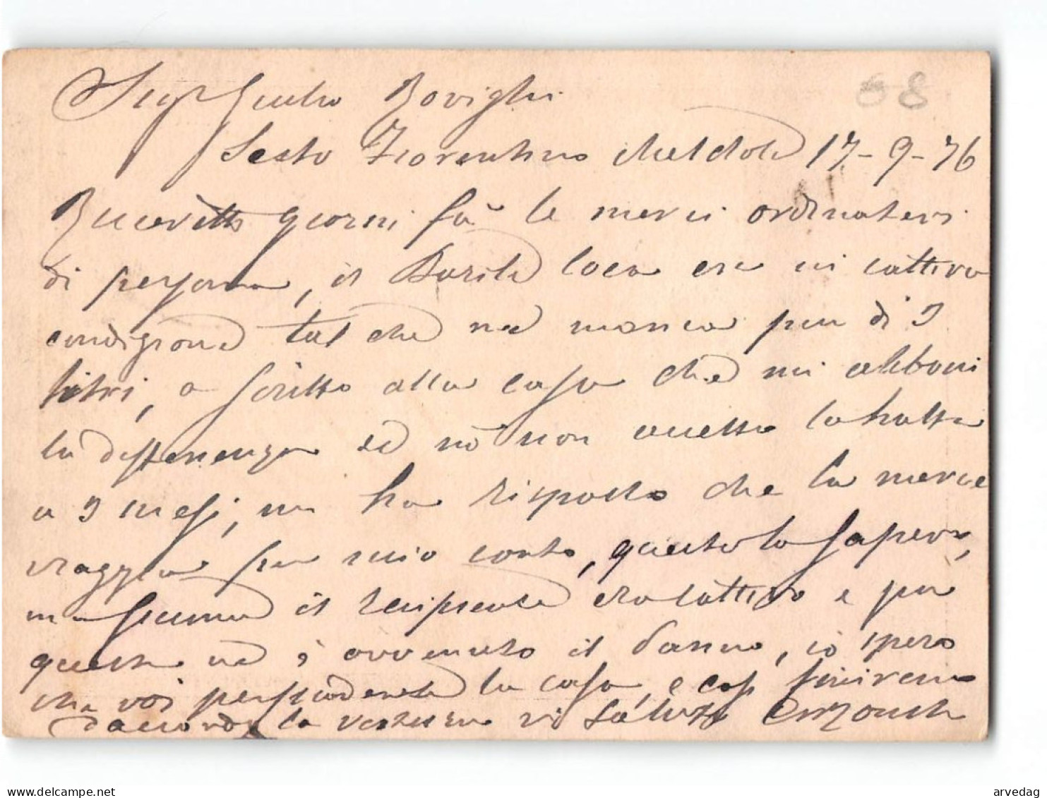 17948 01 CARTOLINA POSTALE 10 CENT - CIRO RONCHI MELDOLA X SESTO FIORENTINO - 1876 - Interi Postali