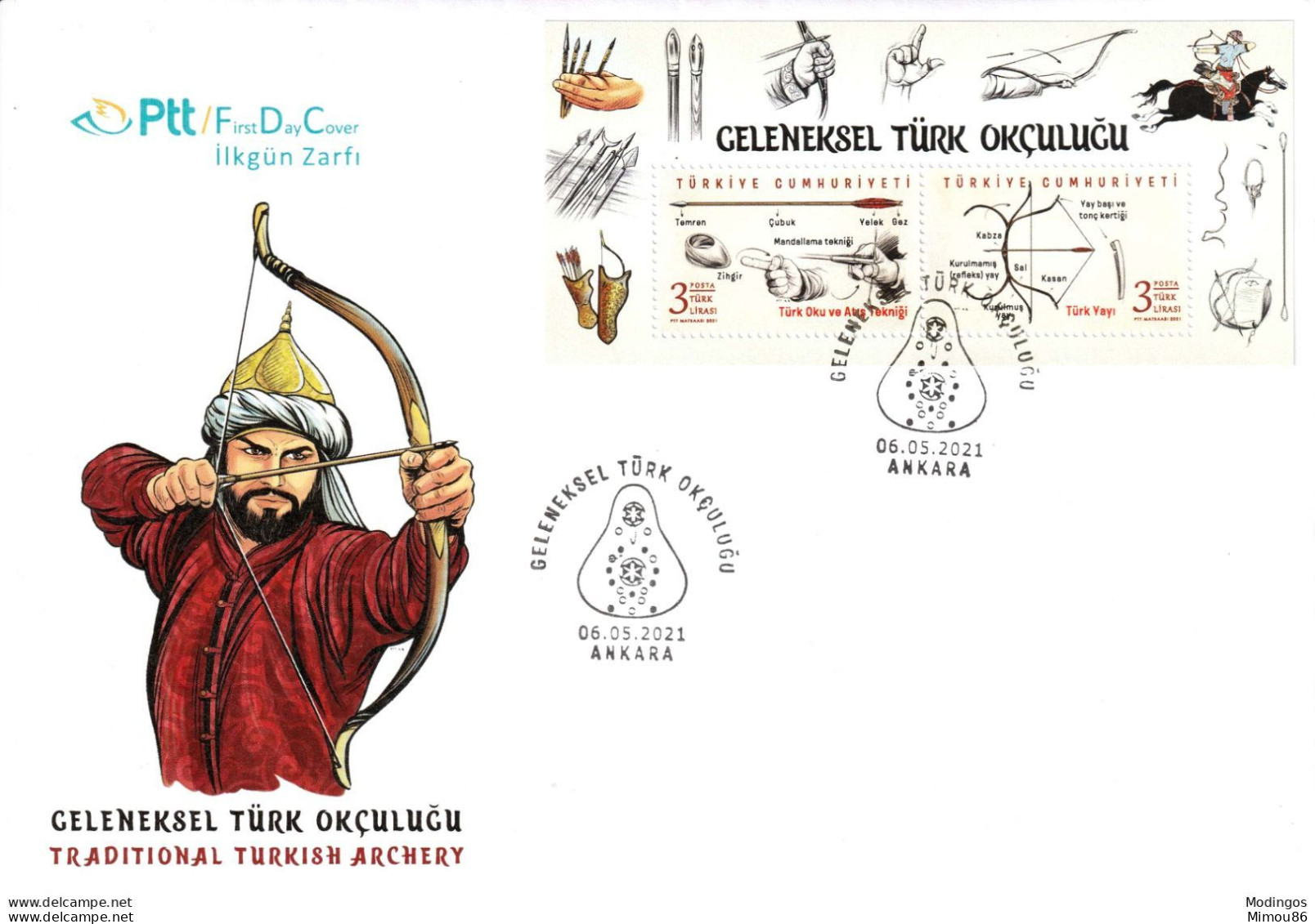 FDC - Traditional Turkish Archery, Bow And Arrow - Turkey - Turquie - 2021 - MNH - ** - Neufs