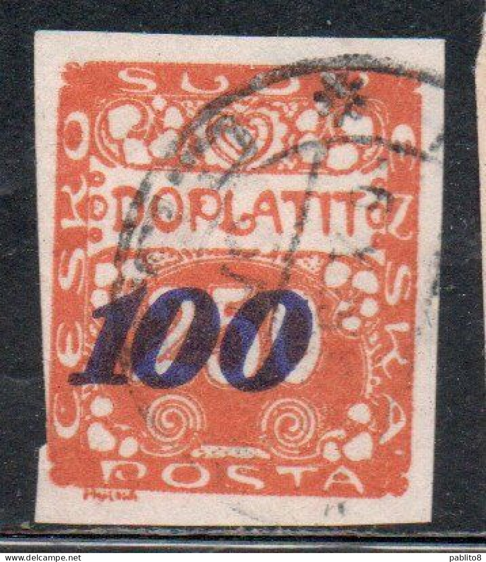 CZECH CECA CZECHOSLOVAKIA CESKA CECOSLOVACCHIA 1925 POSTAGE DUE  DOPLATIT SURCHARGED 100 On 250h USED - Postage Due