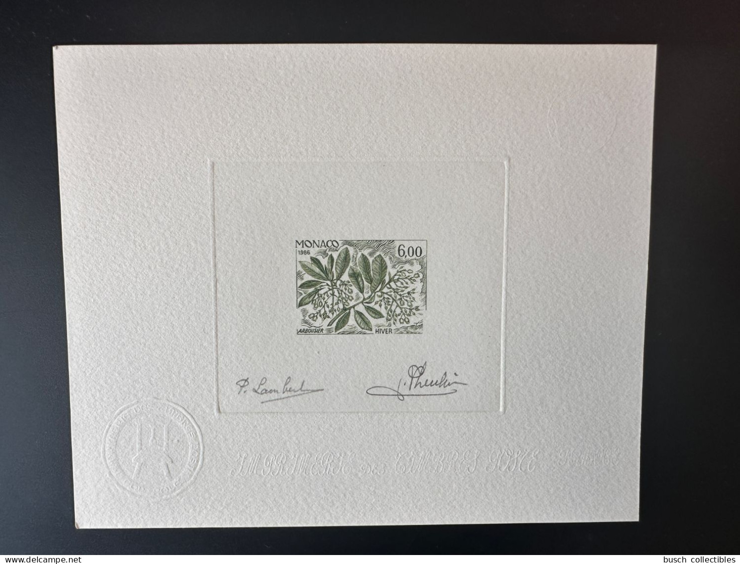 Monaco 1986 YT 1560 Epreuve D'artiste Proof Hiver Les Quatre Saisons De L'arbousier Arbre Tree Baum - Neufs