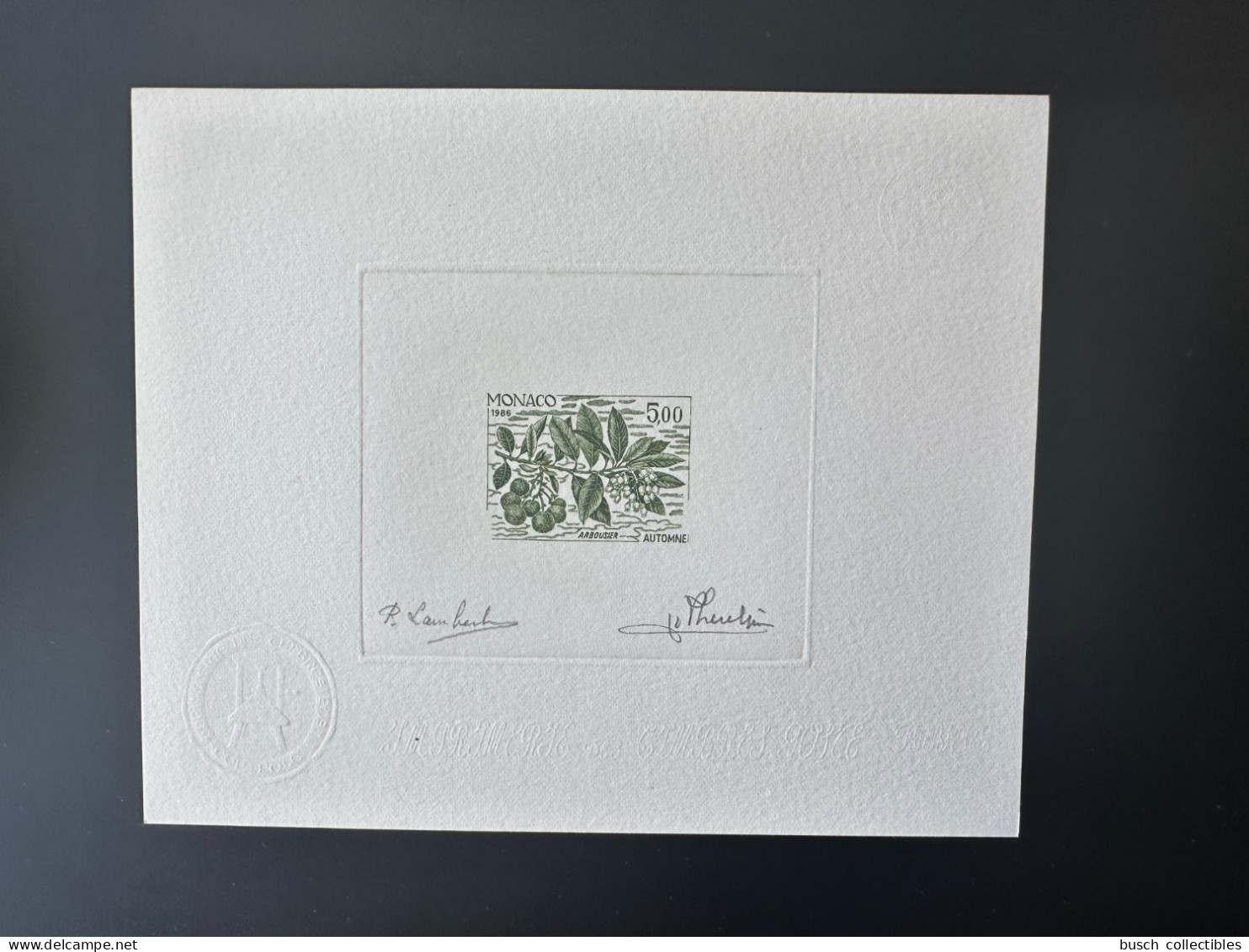 Monaco 1986 YT 1559 Epreuve D'artiste Proof Automne Les Quatre Saisons De L'arbousier Arbre Tree Baum - Neufs