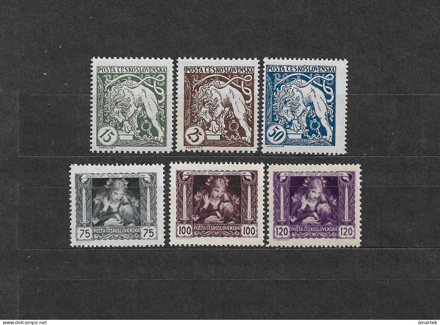 Czechoslovakia 1919. MNH ** Mi 34-39 Sc B124-B129 Bohemian Lion And Mother And Child.Tschechoslowakei.c17 - Ongebruikt