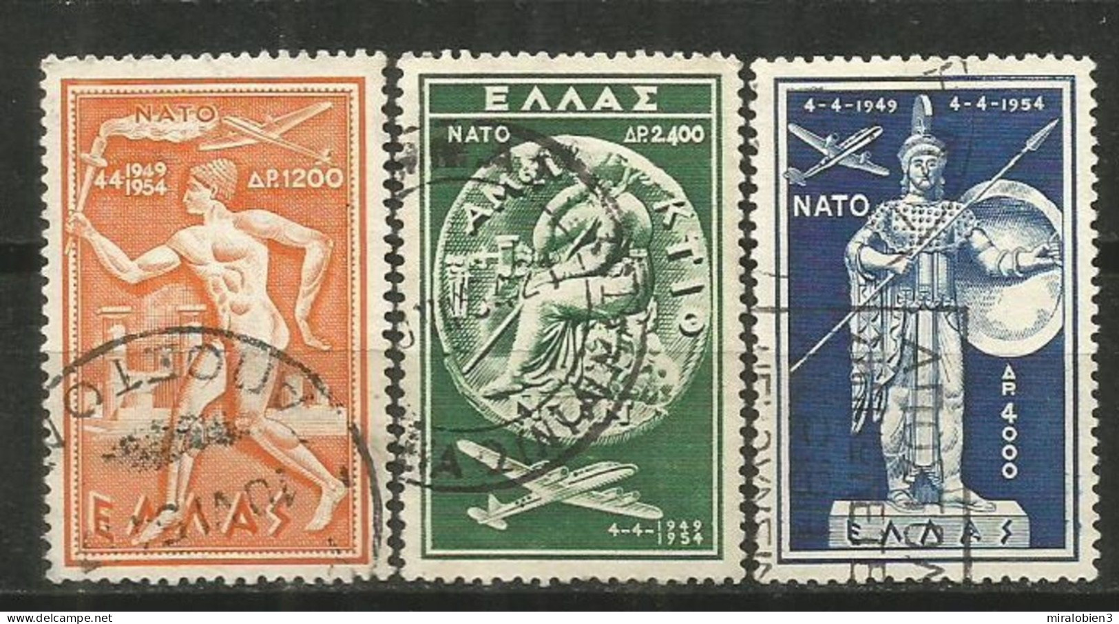 GRECIA CORREO AEREO YVERT NUM. 66/68 SERIE COMPLETA USADA - Used Stamps