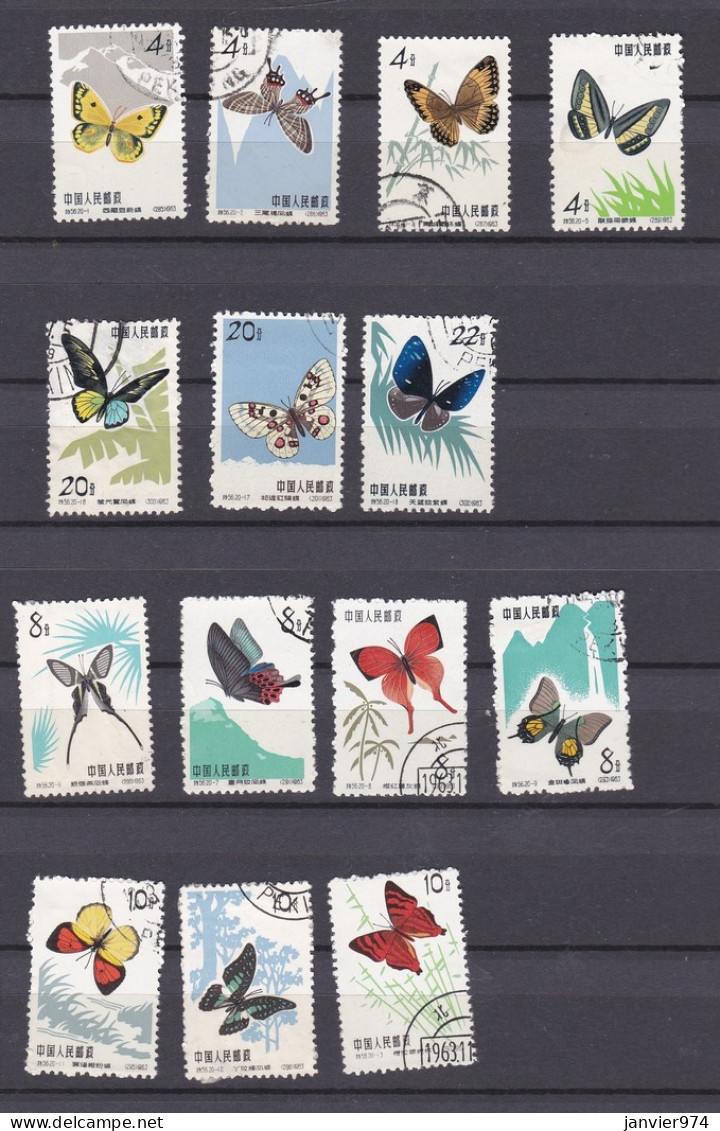 Chine 1963 Papillons , 14  Timbres, Scan Recto Verso. - Used Stamps