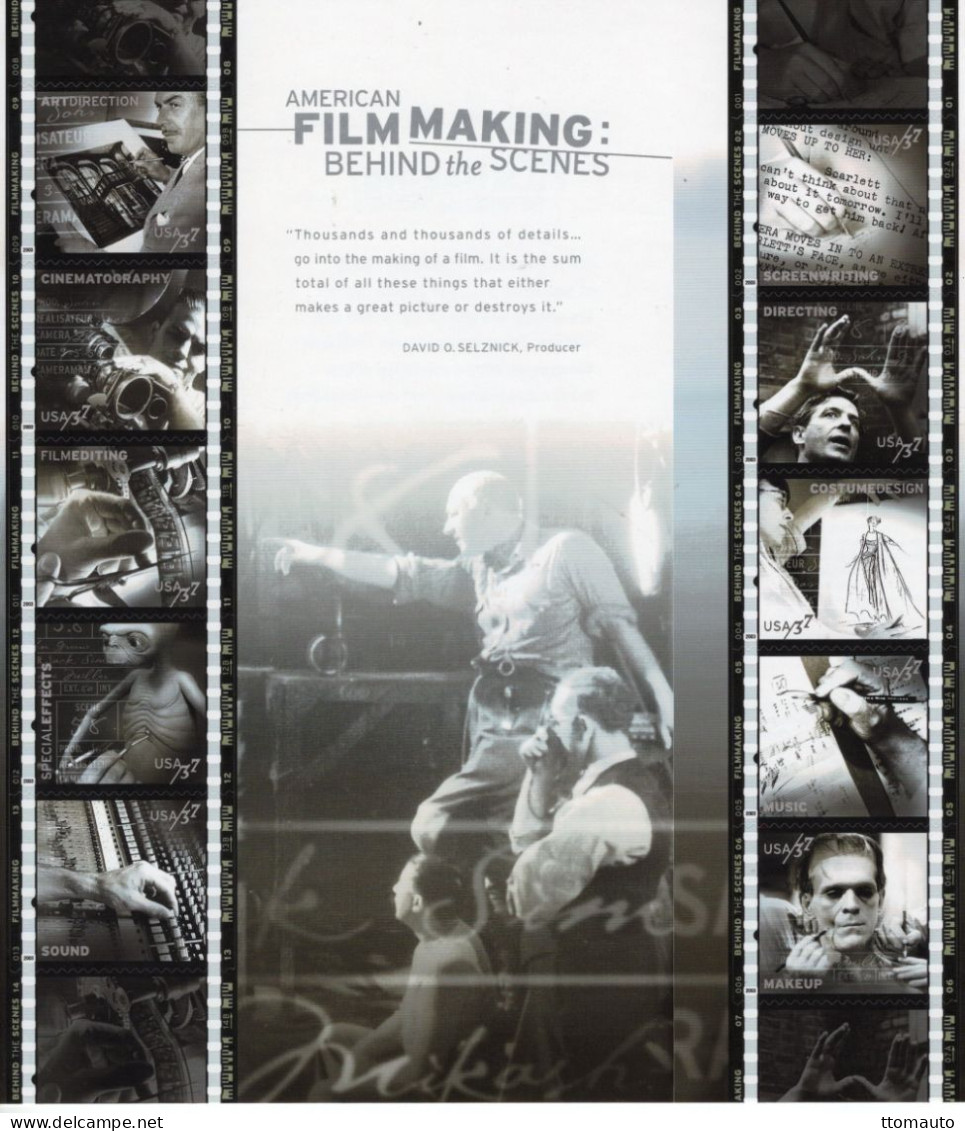 USA 2003 - American Film Making - Behind The Scenes - Large 10v  Sheet (18x20cms) - MNH/Mint/New - Volledige Vellen