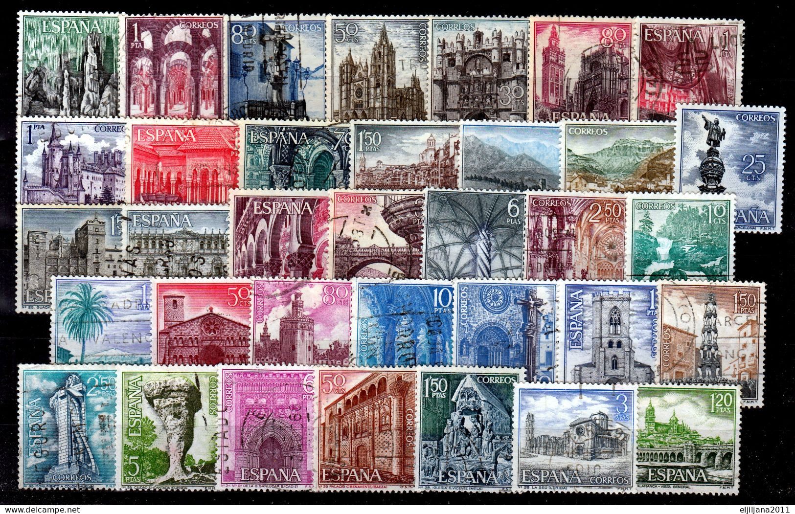 ⁕ SPAIN 1964 - 1979 ⁕ Scenic Attractions / Sightseeing ⁕ 71v Used (some MH ) Scan - Collections