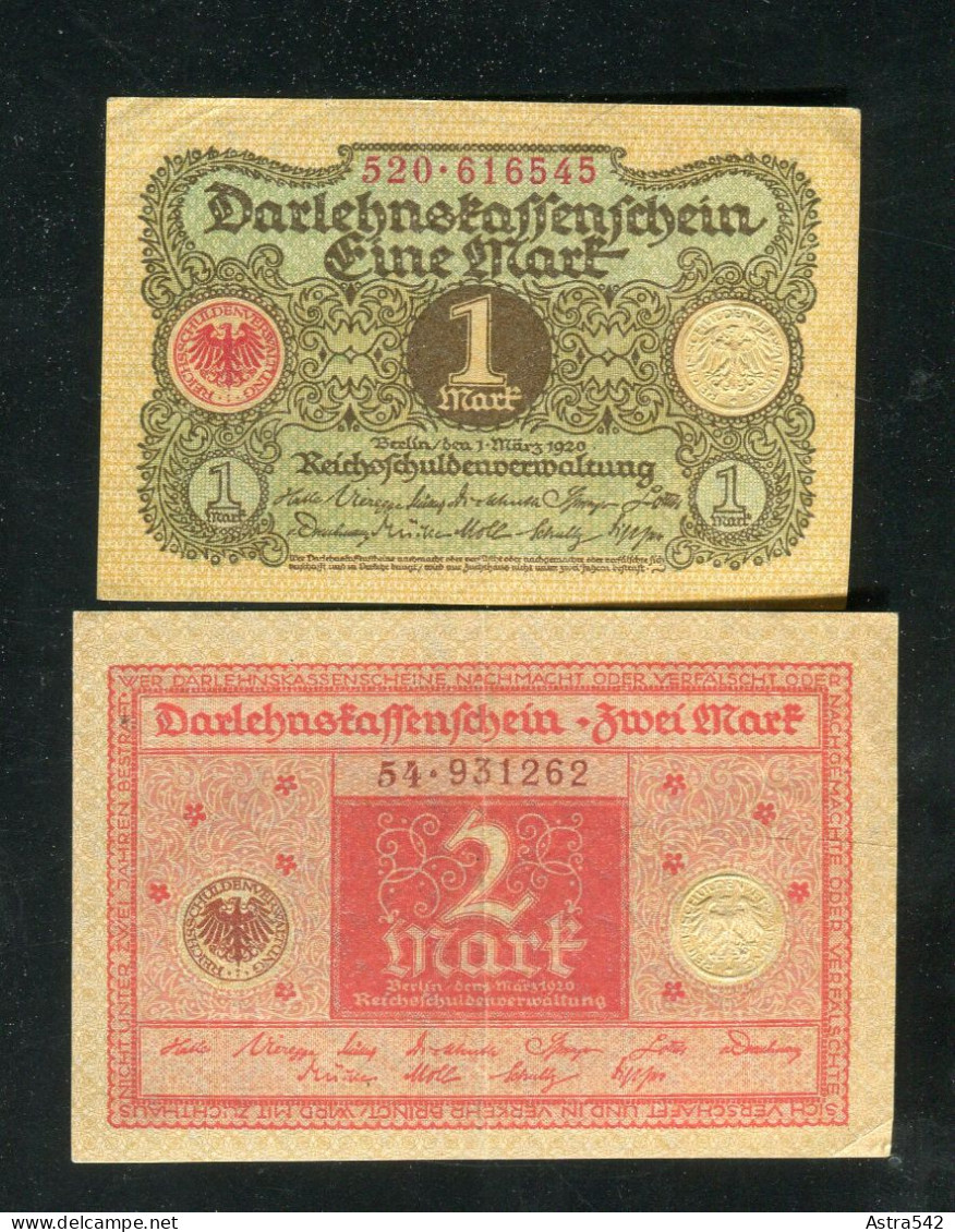 "DEUTSCHES REICH" 1920, Darlehens-Kassenschein 1 Mark Und 2 Mark Je Bankfrisch (C158) - Sin Clasificación