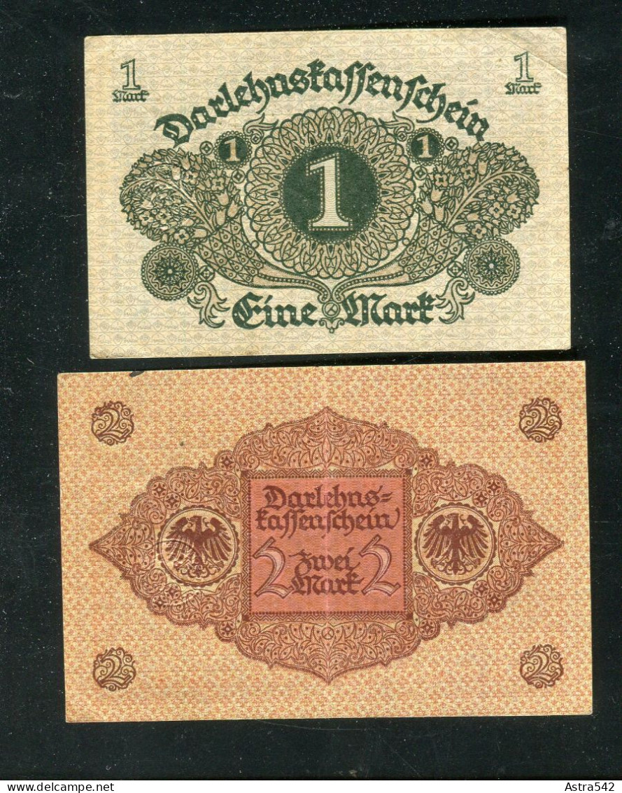 "DEUTSCHES REICH" 1920, Darlehens-Kassenschein 1 Mark Und 2 Mark Je Bankfrisch (C158) - Zonder Classificatie