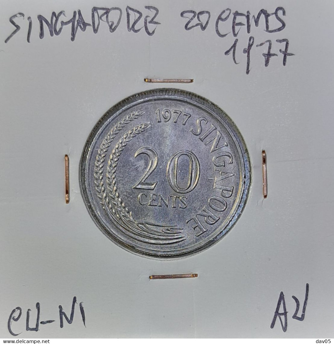 SINGAPORE 20 CENTS 1977 - AU/SUP - Singapur