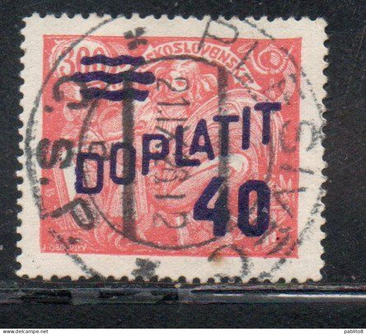 CZECH CECA CZECHOSLOVAKIA CESKA CECOSLOVACCHIA 1926 POSTAGE DUE  DOPLATIT SURCHARGED 40 On 300h USED - Timbres-taxe