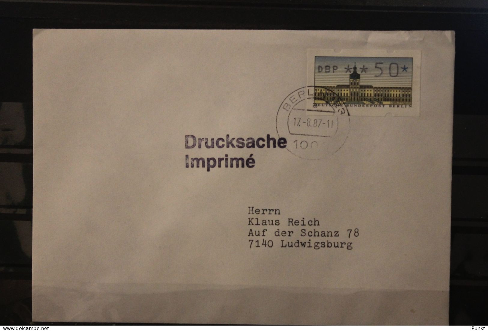 Berlin 123; ATM ; Erstinbetriebnahmetag 17.08.87; Drucksache, Befördert - Machine Labels [ATM]