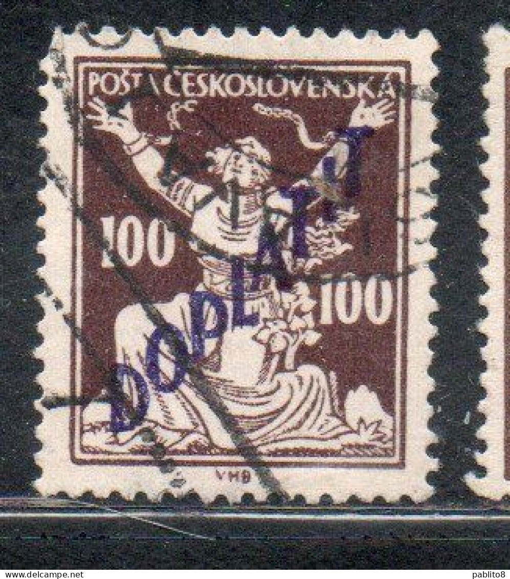 CZECH CECA CZECHOSLOVAKIA CESKA CECOSLOVACCHIA 1927 POSTAGE DUE  DOPLATIT SURCHARGED 100h USED - Timbres-taxe