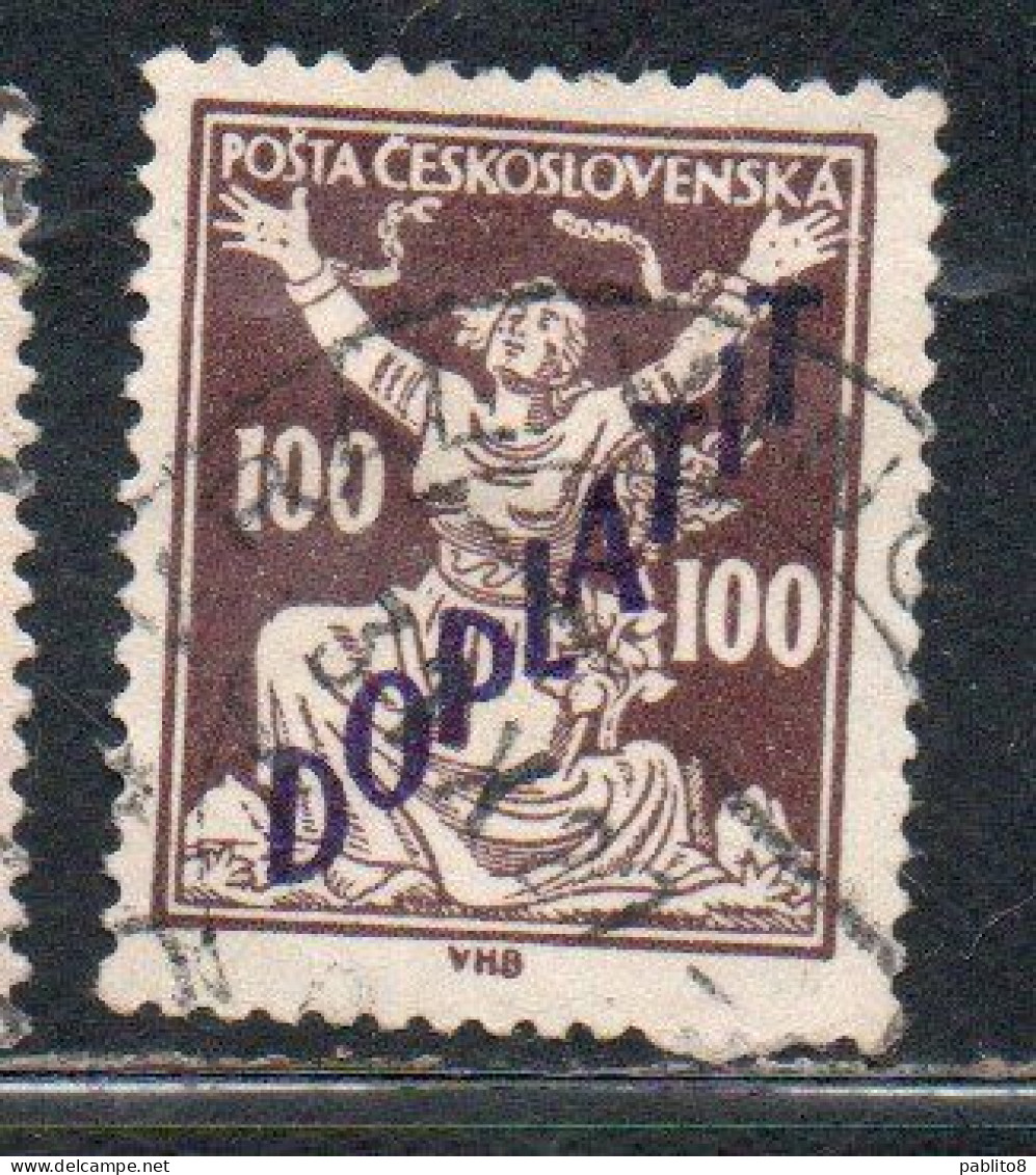 CZECH CECA CZECHOSLOVAKIA CESKA CECOSLOVACCHIA 1927 POSTAGE DUE  DOPLATIT SURCHARGED 100h USED - Timbres-taxe