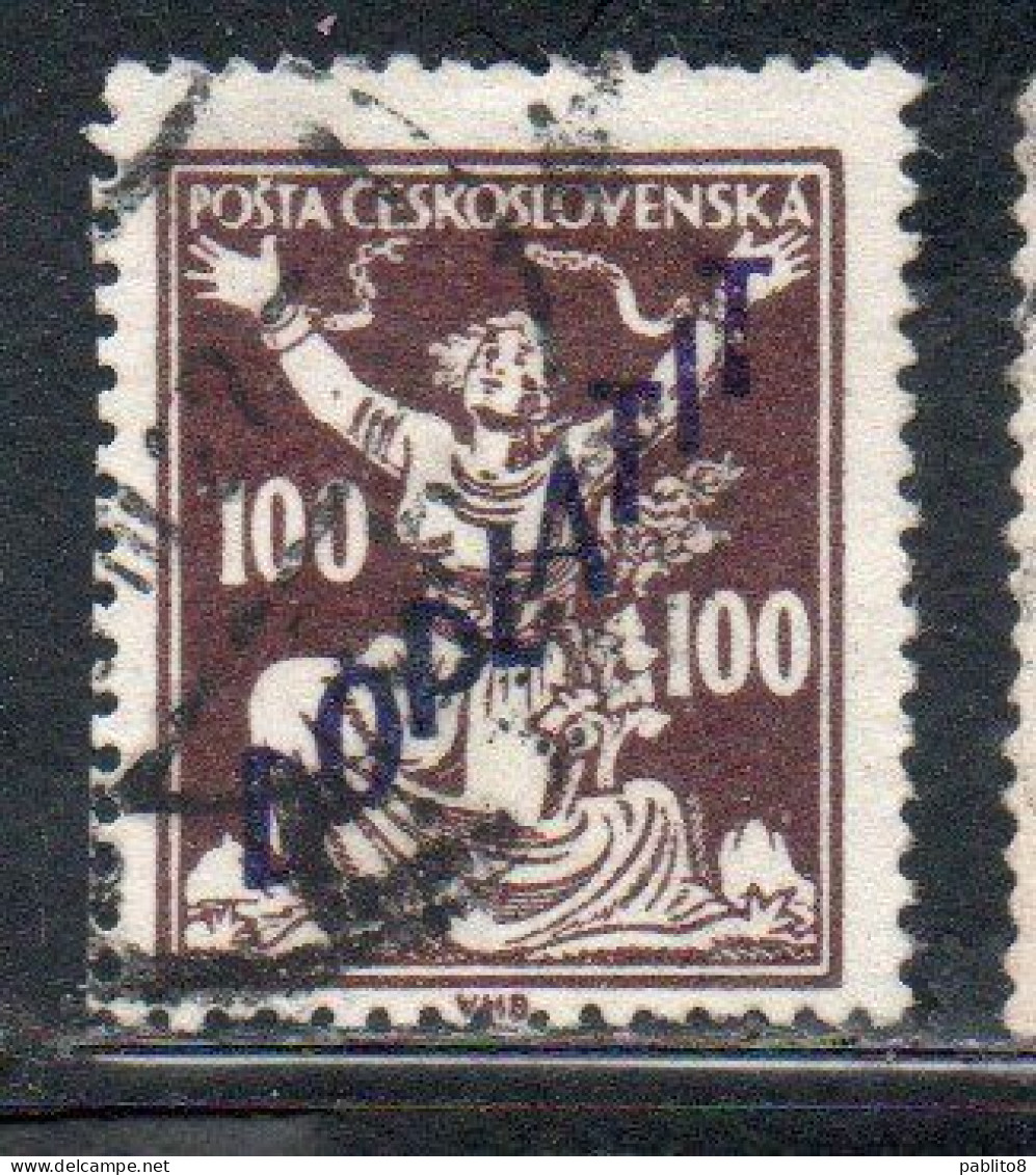 CZECH CECA CZECHOSLOVAKIA CESKA CECOSLOVACCHIA 1927 POSTAGE DUE  DOPLATIT SURCHARGED 100h USED - Postage Due