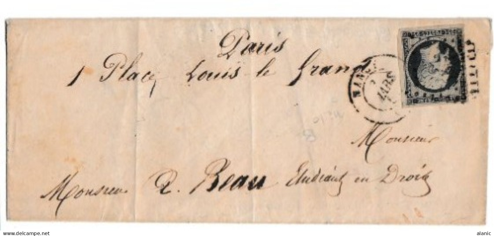 FRANCE- N°10 SEUL :LETTRE De NANCY Pour PARIS 1864-Utilisation Tardive !!!! BE - 1852 Louis-Napoléon