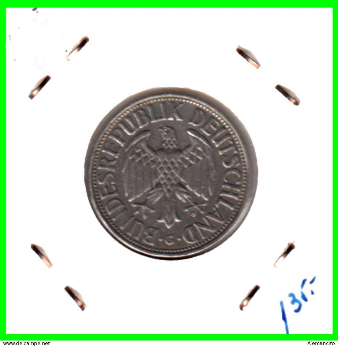 ALEMANIA FEDERAL - DEUTSCHLAND - GERMANY –  MONEDA DE LA REPUBLICA FEDERAL DE ALEMANIA DE 1.00 DM-DEL AÑO 1958 CECA-G - 1 Marco