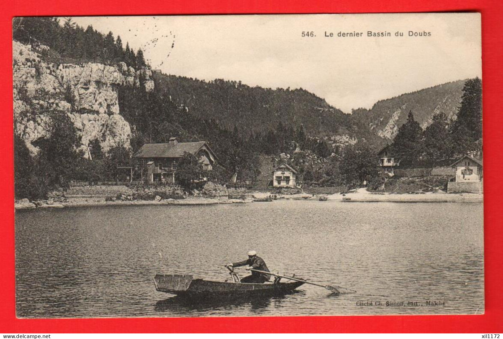 ZXE-19  Le Dernier Bassin Du Doubs, Barque De Pêcheur.   Simon No 546. Circulé 1912 - Autres & Non Classés