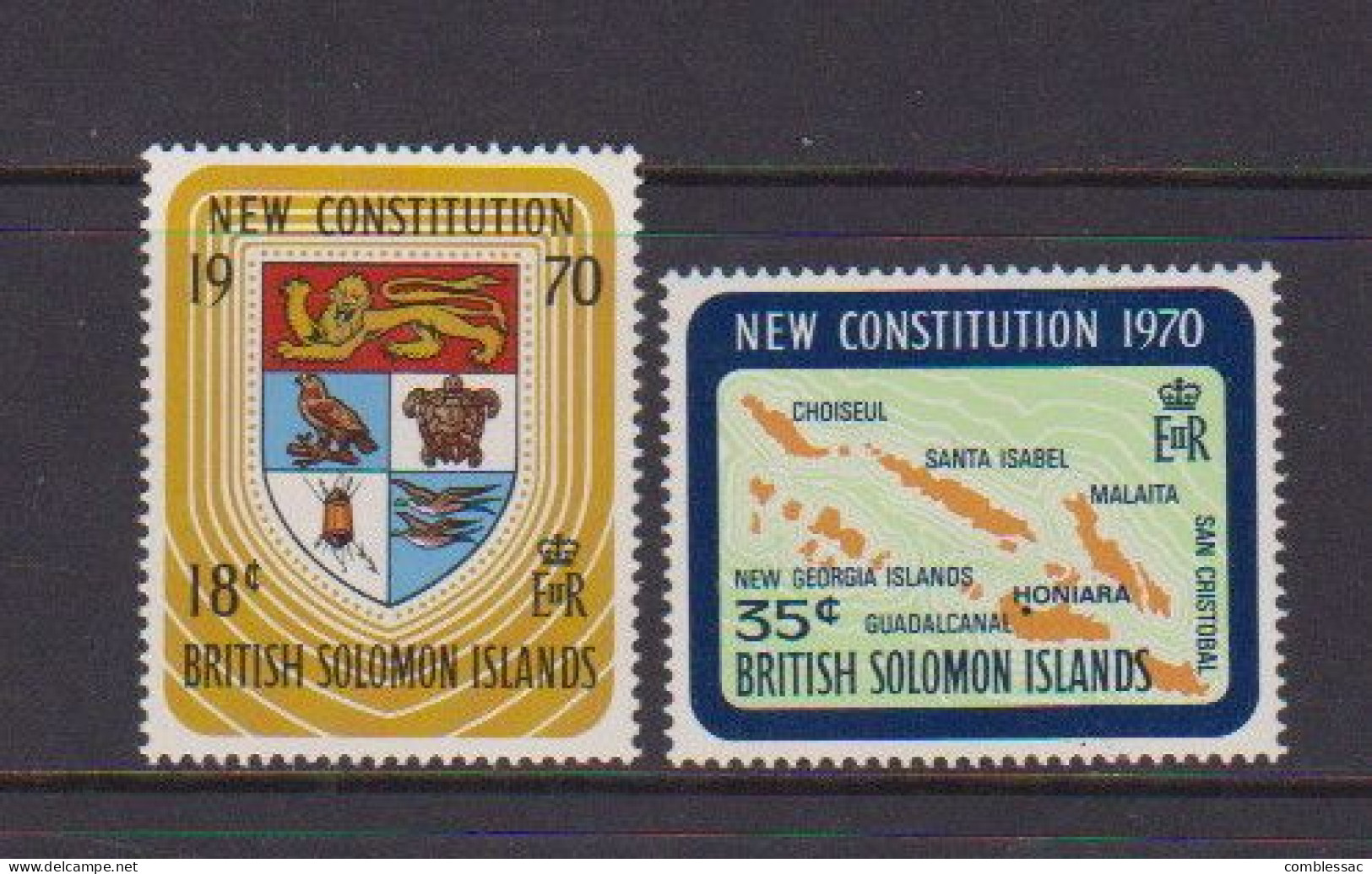 BRITISH  SOLOMON  ISLANDS    1970   New  Constitution    Set  Of  2    MH - British Solomon Islands (...-1978)