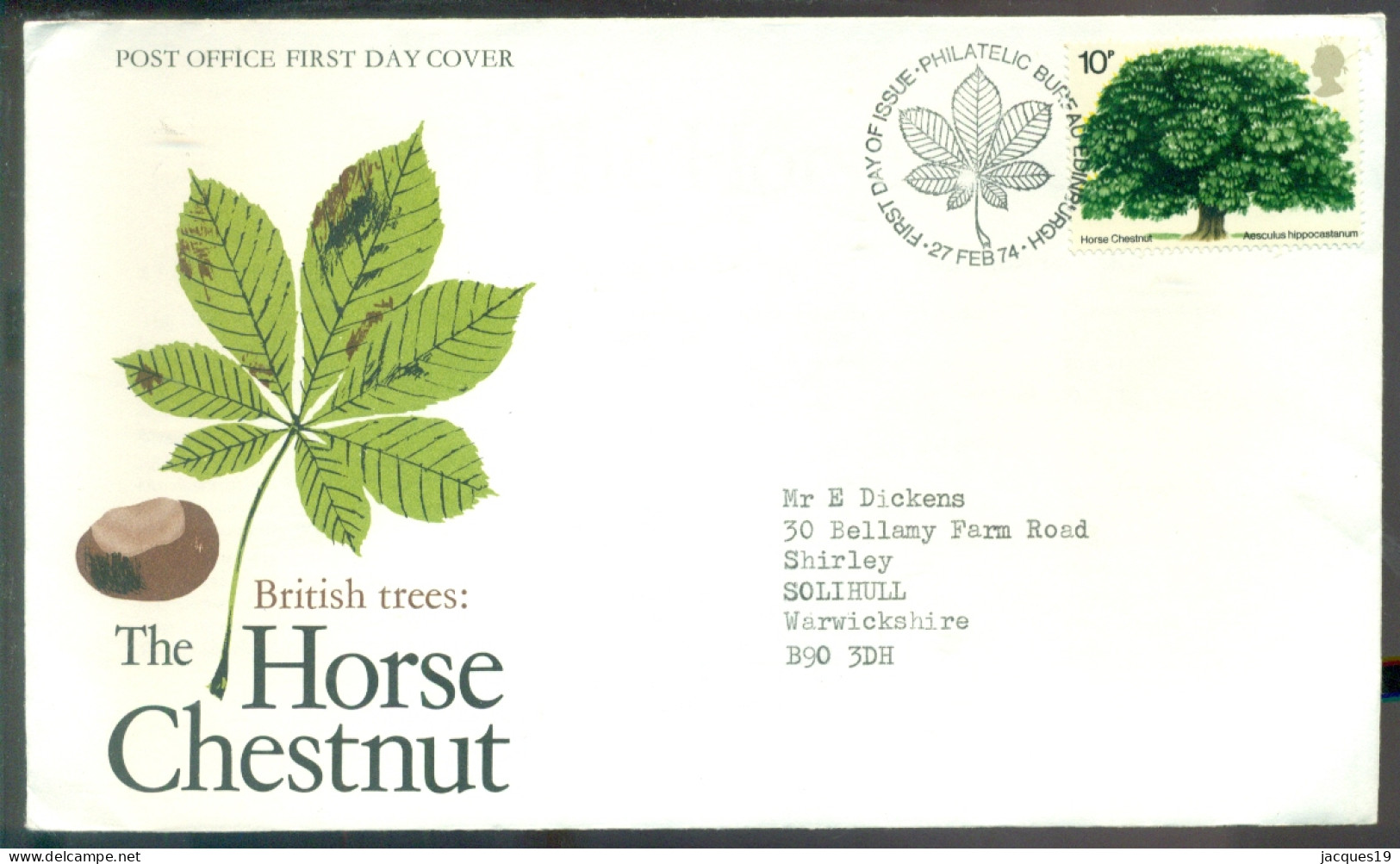 Great Britain 1974 FDC The Horse Chestnut - 1971-1980 Decimal Issues