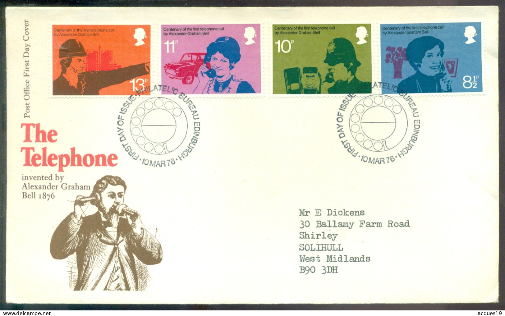 Great Britain 1976 FDC The Telephone Alexander Graham Bell - 1971-1980 Decimal Issues