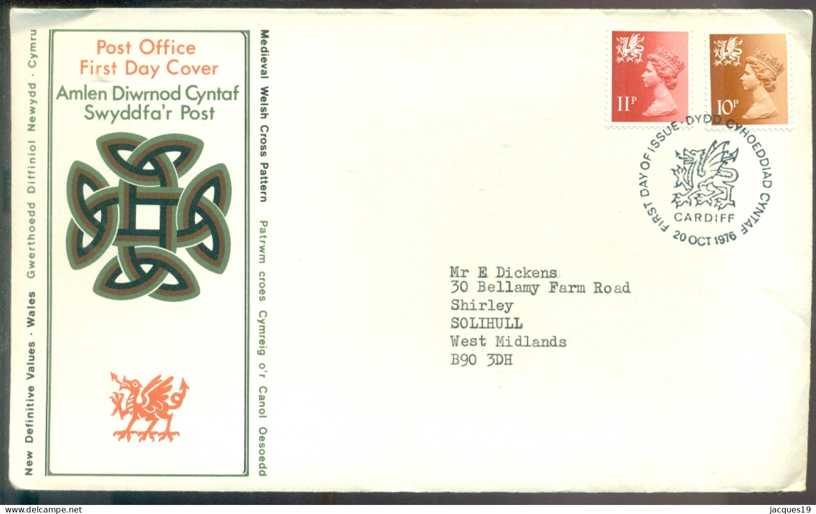 Great Britain 1976 FDC Machins Wales - Wales