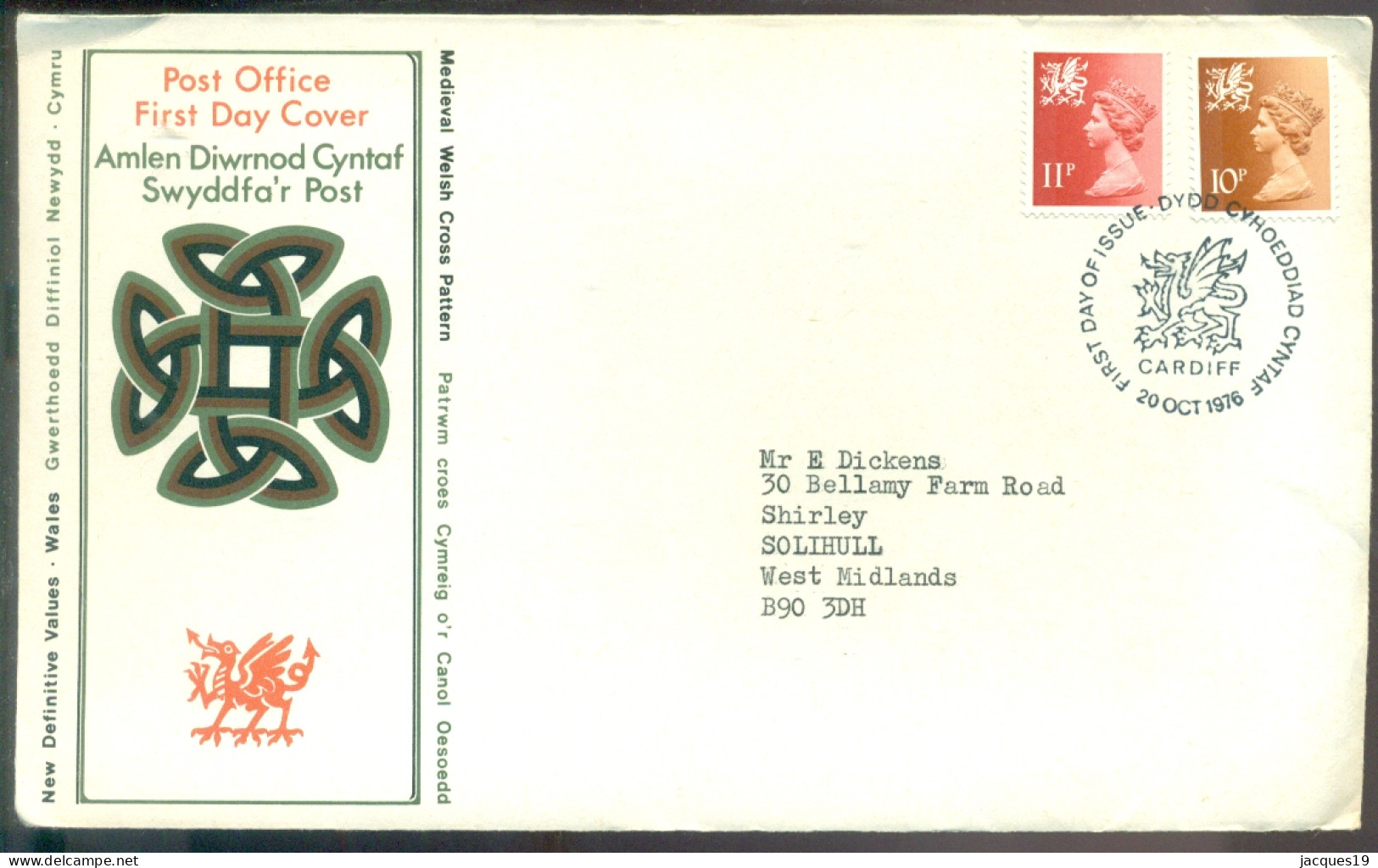 Great Britain 1976 FDC Machins Wales - Gales