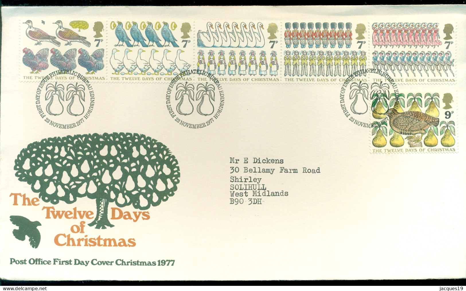 Great Britain 1977 FDC The Twelve Days Of Christmas - 1971-1980 Decimal Issues