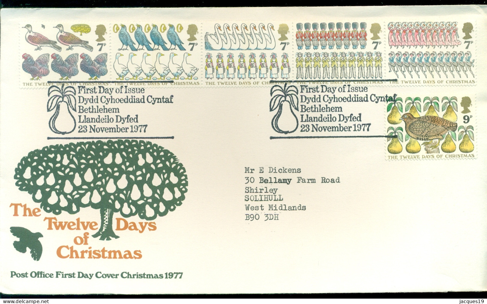 Great Britain 1977 FDC The Twelve Days Of Christmas - 1971-1980 Decimal Issues