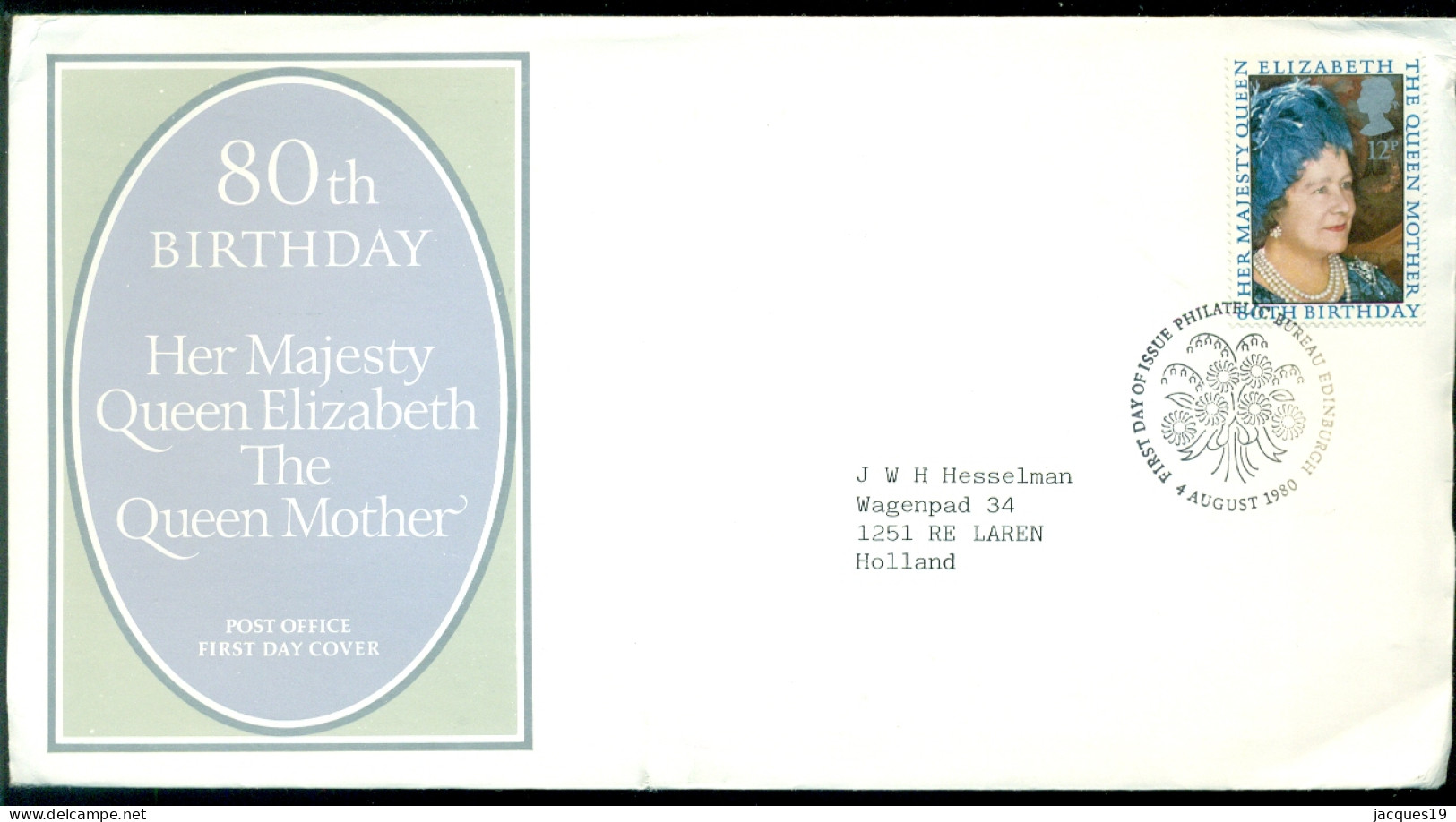 Great Britain 1980 FDC 80th Birthday The Queen Mother - 1971-1980 Decimal Issues