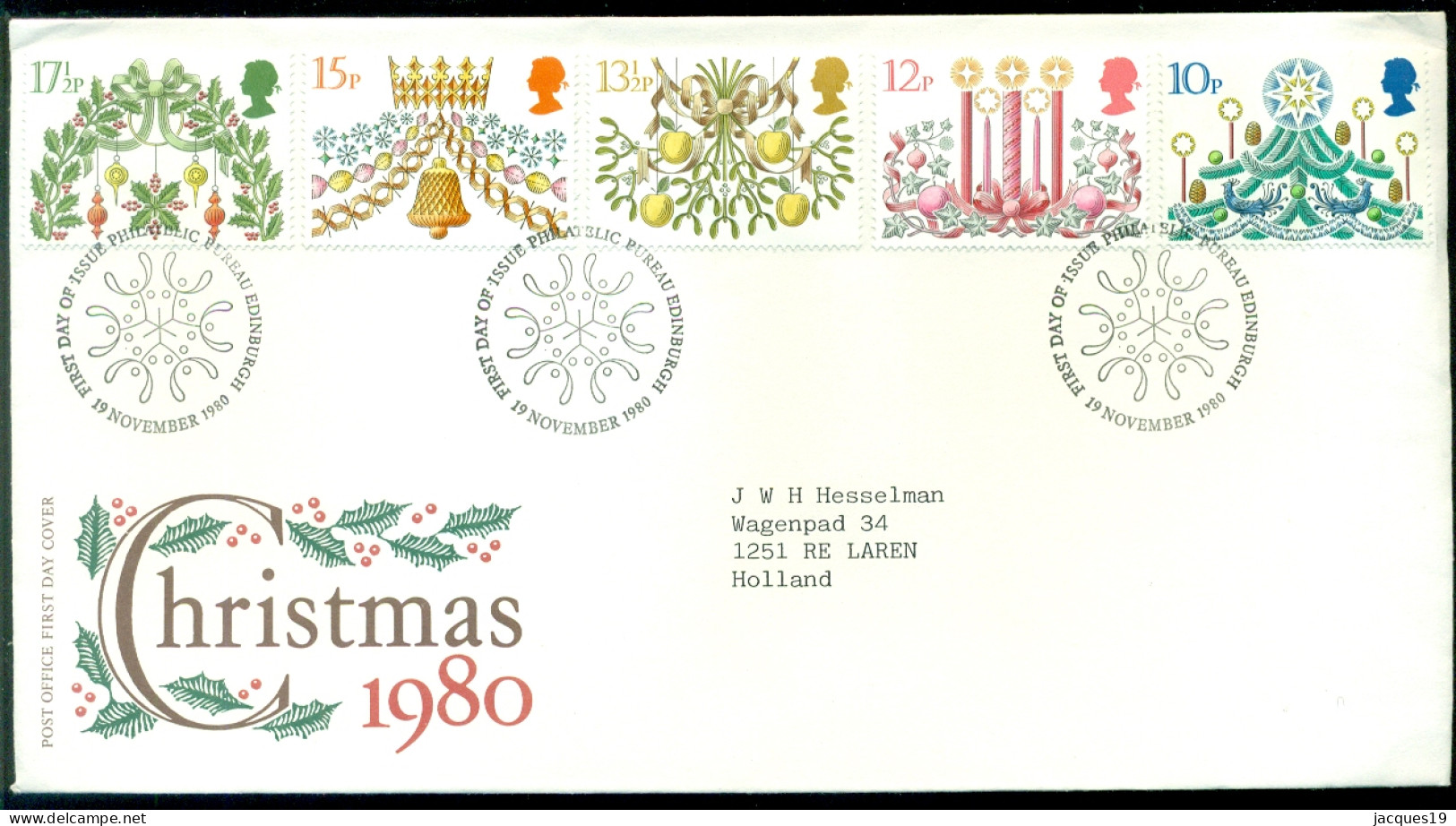 Great Britain 1980 FDC Christmas - 1971-1980 Decimal Issues