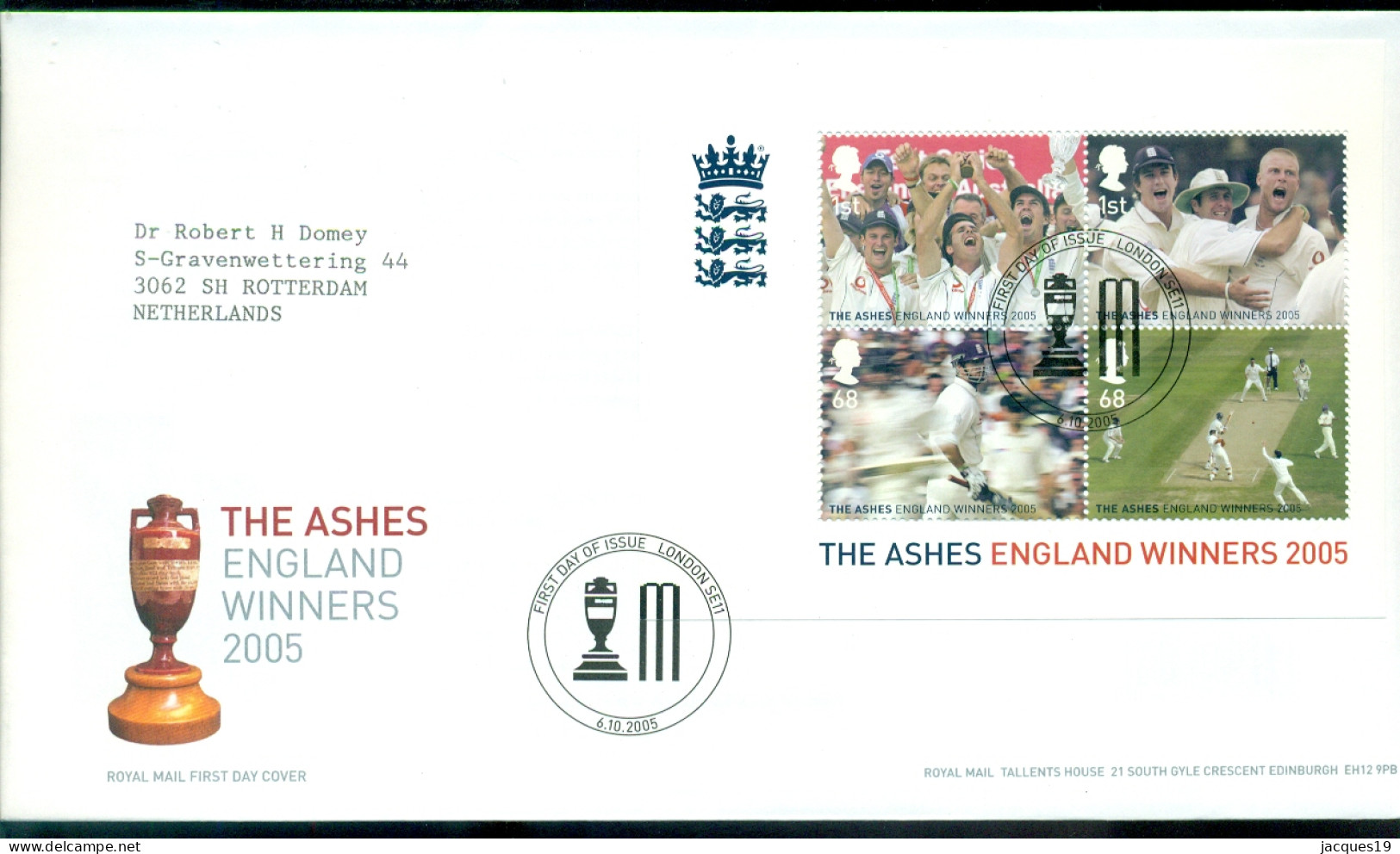 Great Britain 2005 FDC The Ashes England Winners - 2001-2010 Decimal Issues