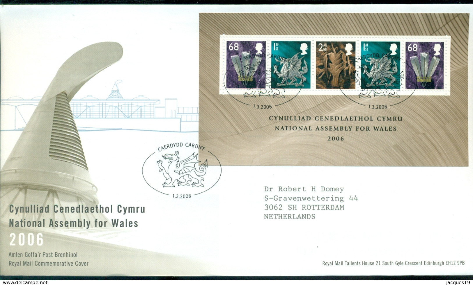 Great Britain 2006 FDC Wales National Assembly Minisheet - Wales