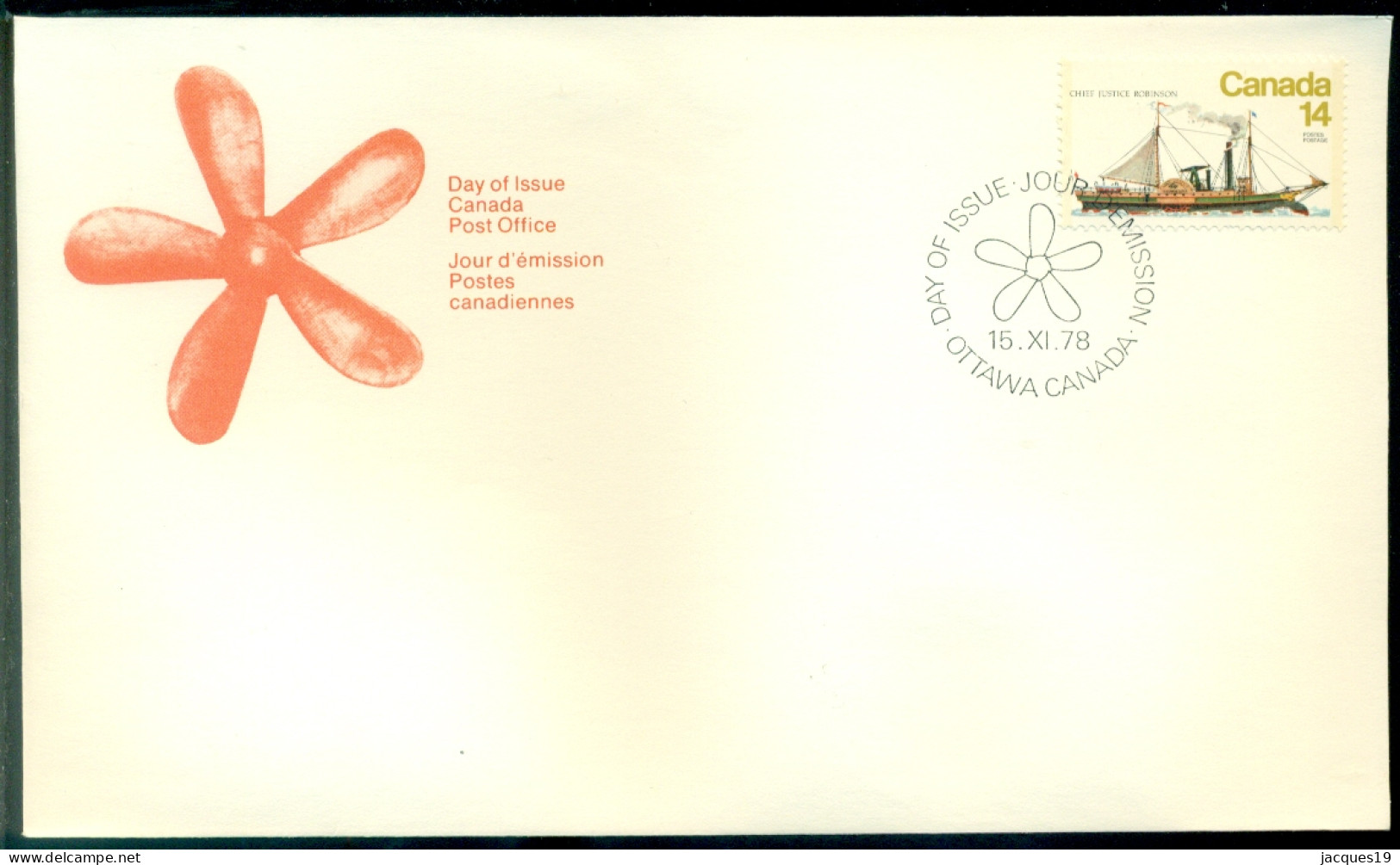 Canada 1978 FDC Sailing Ship Chief Justice Robinson Scott 776 - 1971-1980