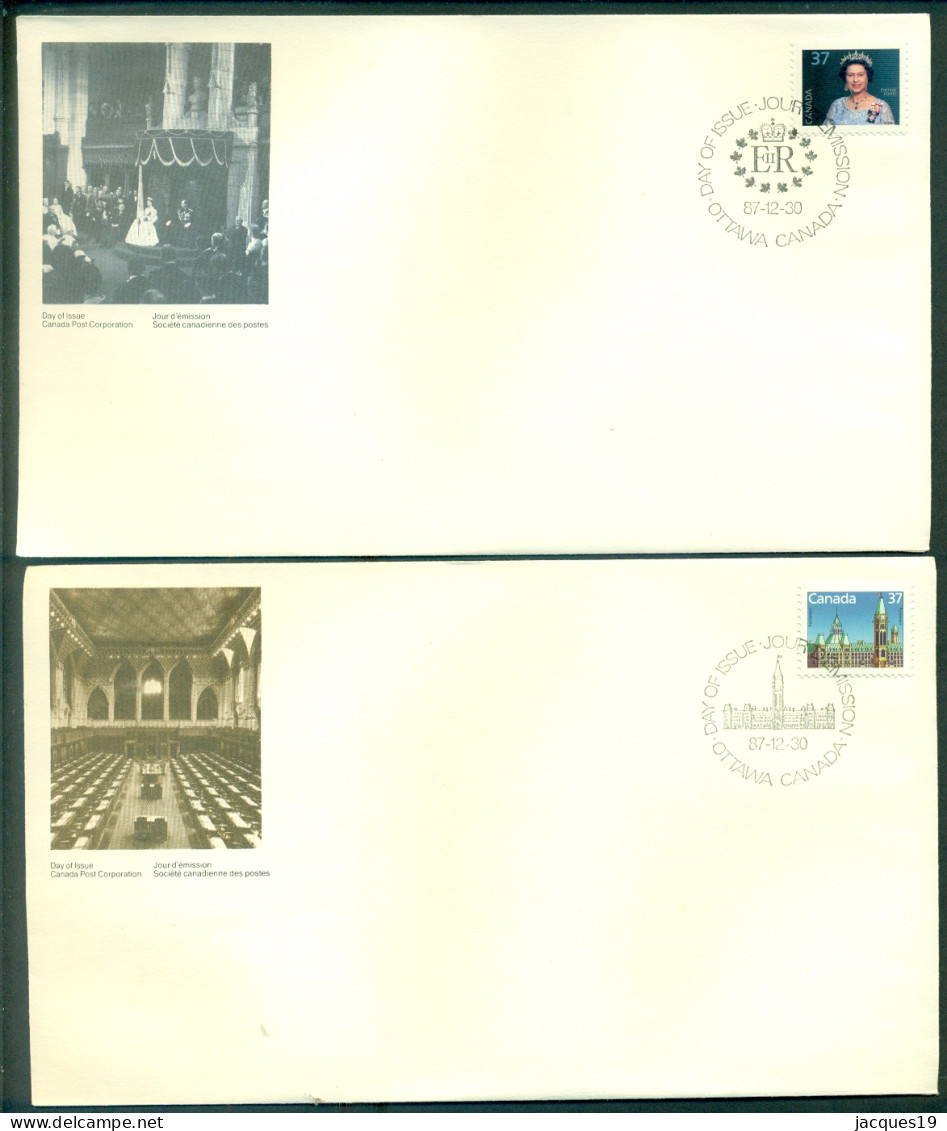 Canada 1987 FDC's (2) Designs Elizabeth II And Parliament Scott 1162 And 1163 - 1981-1990