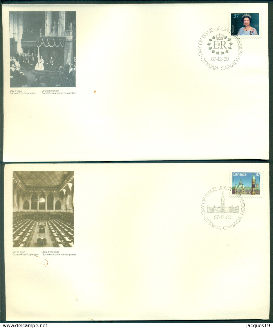 Canada 1987 FDC's (2) Designs Elizabeth II And Parliament Scott 1162 And 1163 - 1981-1990