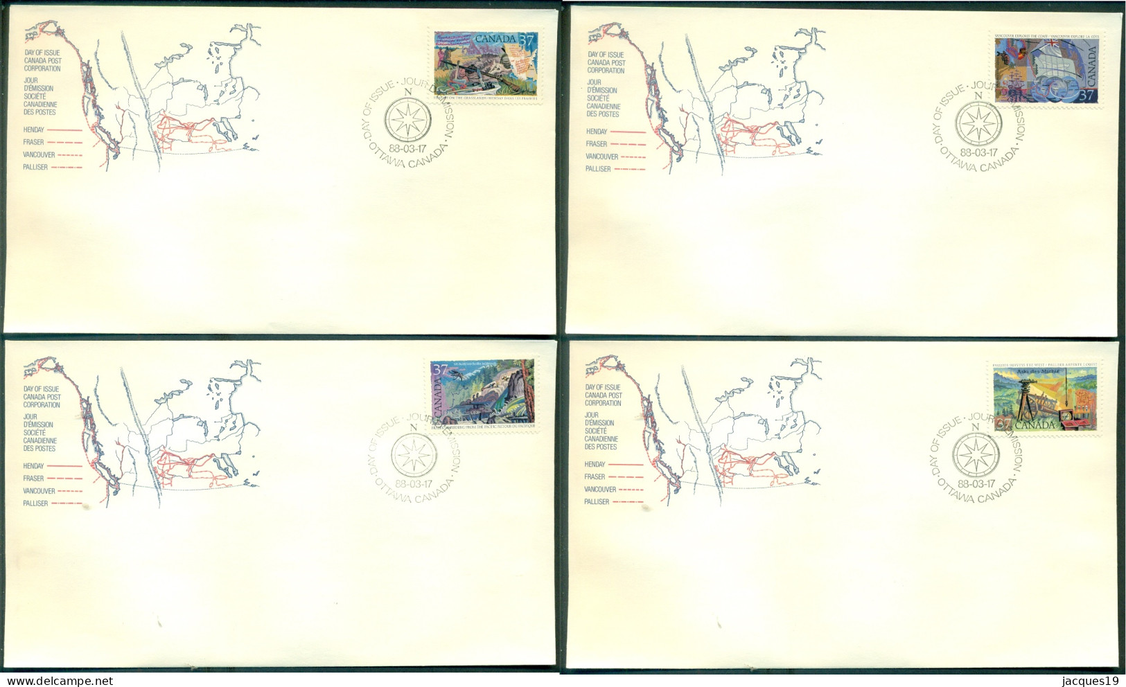 Canada 1988 FDC's (4) Exploration Scott 1199-1202 - 1981-1990