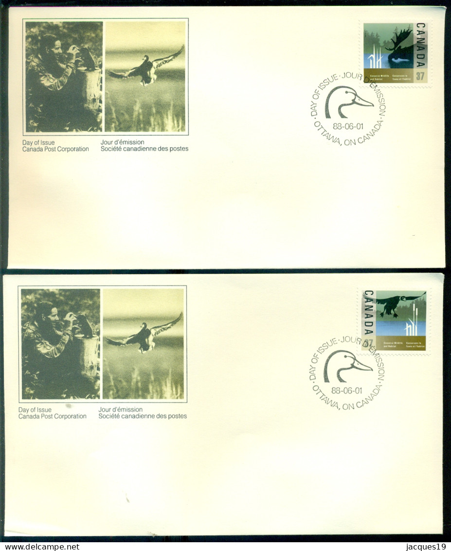 Canada 1988 FDC's (2) Wildlife And Habitat Conservation Scott 1204-1205 - 1981-1990