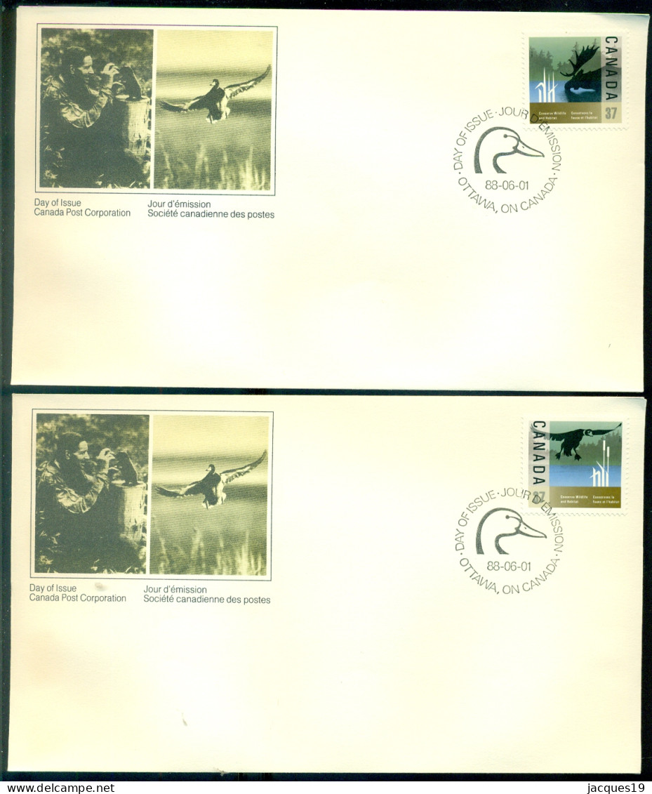 Canada 1988 FDC's (2) Wildlife And Habitat Conservation Scott 1204-1205 - 1981-1990