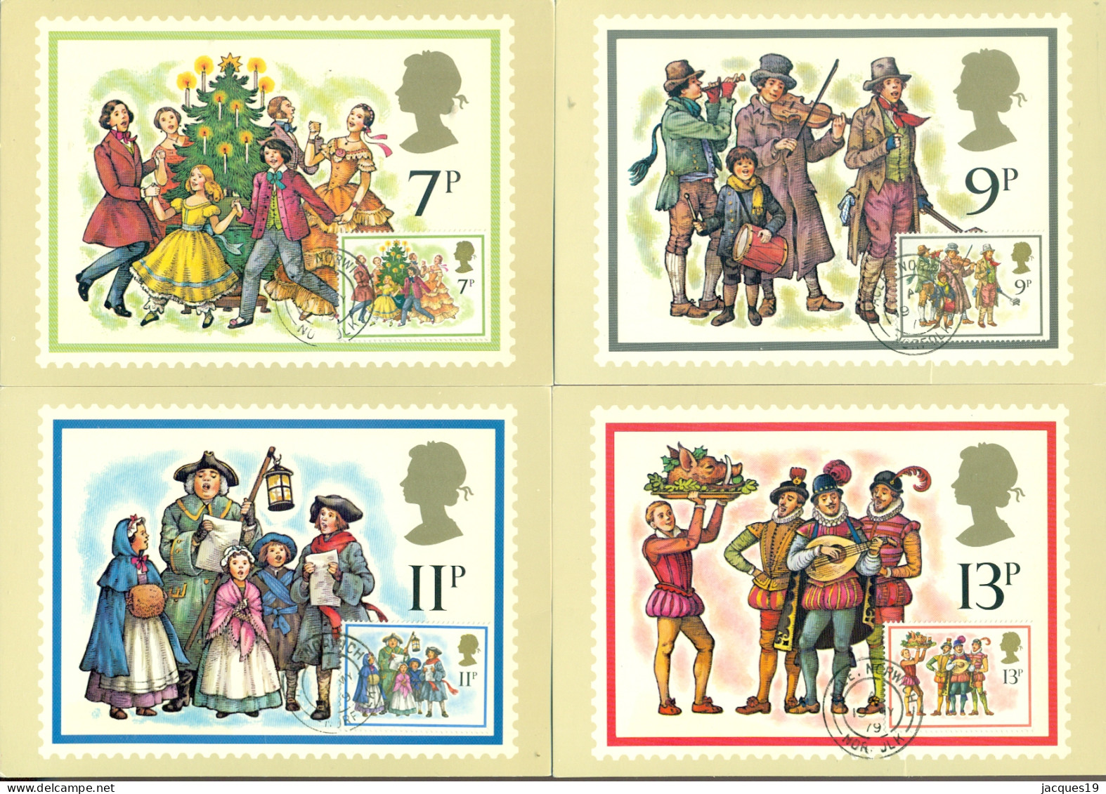 Great Britain 1978 Maximum Cards (4) Christmas - Cartas Máxima