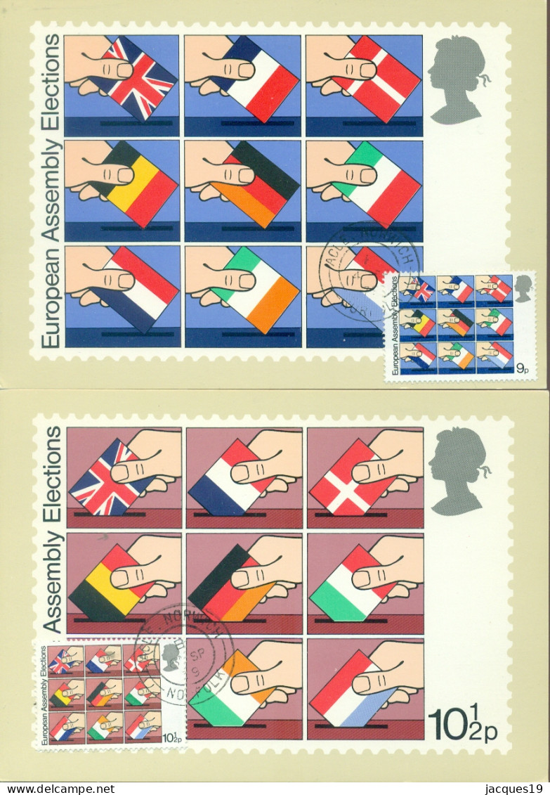 Great Britain 1979 Maximum Cards (2) European Elections SG 1083 And 1084 - Maximum Cards