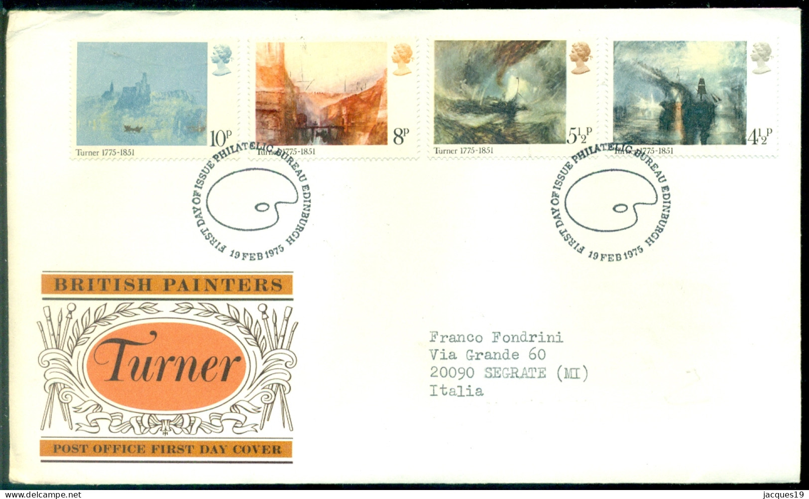 Great Britain 1975 FDC British Painters Turner - 1971-1980 Decimal Issues